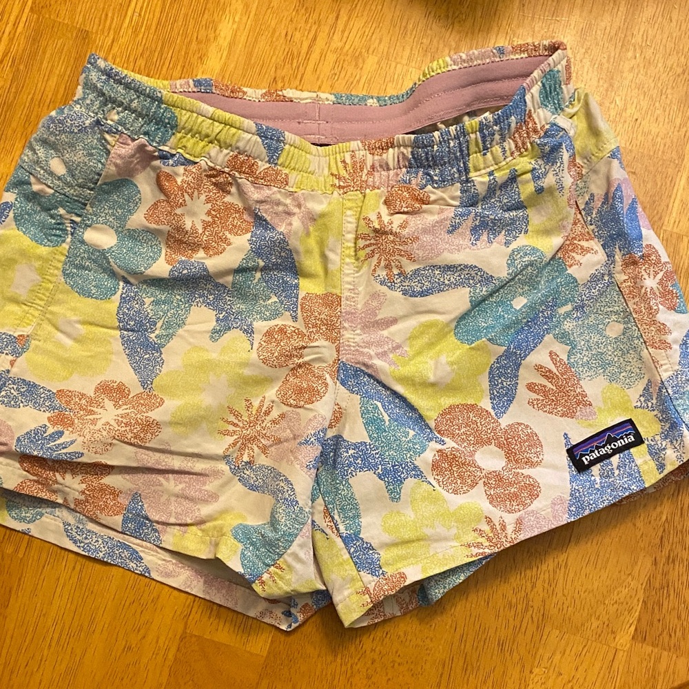 Patagonia Girls Pastel Floral Athletic Shorts